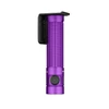 Linterna recargable Olight Baton 3 Pro morada con clip de bolsillo negro sobre fondo blanco