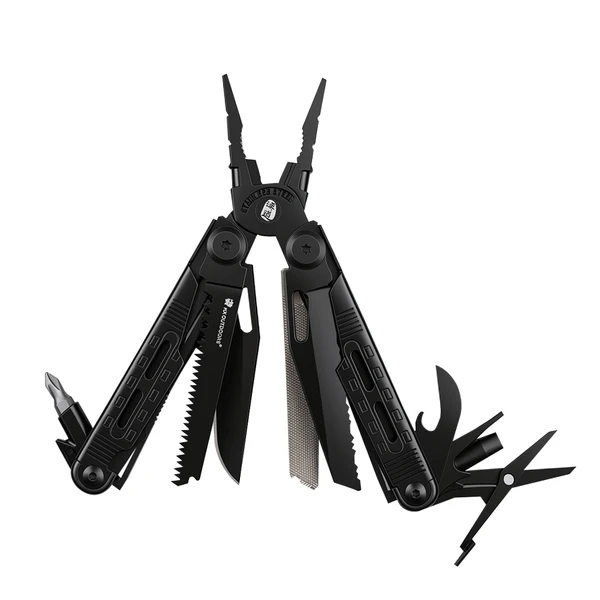 Herramienta multiusos negra con alicates, sierra, destornillador y tijeras para camping y supervivencia de HX OUTDOORS