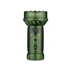Linterna Olight Marauder Mini verde con textura, botones multifunción, indicadores de batería y modo, fondo blanco