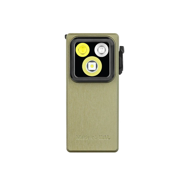 Olight OCLIP ULTRA verde frontal con clip y luz de inundación para exteriores y tareas de lectura