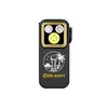 Linterna Olight Oclip Pro S negra con grabado de palmera y tres luces LED frontales para uso diario y camping