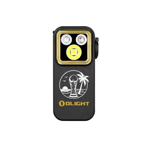Mini linterna negra Olight Oclip Pro S con triple LED y grabado de playa para uso diario EDC y senderismo
