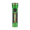 Linterna Olight Seeker 4 Pro verde con detalles rojos vista frontal y mango antideslizante para outdoor y rescate