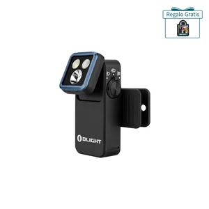 Mini linterna Olight Oclip 2 Pro negra con clip magnético y cabezal ajustable de tres luces para camping y uso diario