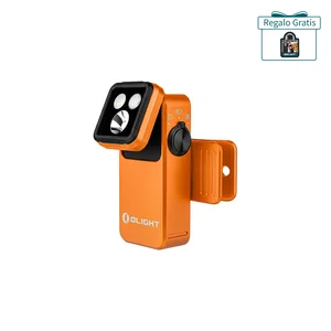 Linterna de clip Olight Oclip 2 Pro naranja con cabezal ajustable y dial lateral para senderismo y uso diario