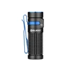 Linterna Olight Baton 4 negra con detalles azules, pinza de bolsillo para uso diario y portabilidad.