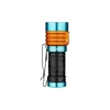 Linterna Olight Swivel en azul y naranja con clip de bolsillo, parte superior turquesa, cuerpo naranja, parte inferior azul