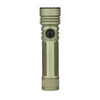Linterna verde Olight Seeker Ultra vista frontal con empuñadura texturizada y botón lateral para rescate y outdoor