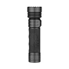 Linterna negra Olight Seeker 4 Pro vista frontal con empuñadura ergonómica de silicona para camping y rescate