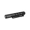 Linterna Olight I3T 2 negra de cuerpo estilizado con clip de bolsillo para uso diario y fácil transporte.