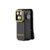 Olight Oclip Pro negro, vista frontal con borde dorado, linterna multifunción UV y RGB para exteriores
