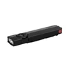 Linterna táctica recargable Olight Arkfeld Ultra plana de color negro con luces LED y láser verde sobre fondo blanco