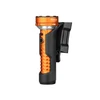 Linterna táctica Olight Prowess naranja con funda negra de transporte sobre fondo blanco