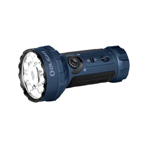 Olight Marauder Mini: linterna azul con tres modos de luz: rojo, verde y azul para uso exterior.