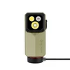Linterna Olight Oclip 2 Ultra verde oliva de frente con triple LED y base de carga magnética portátil para emergencias