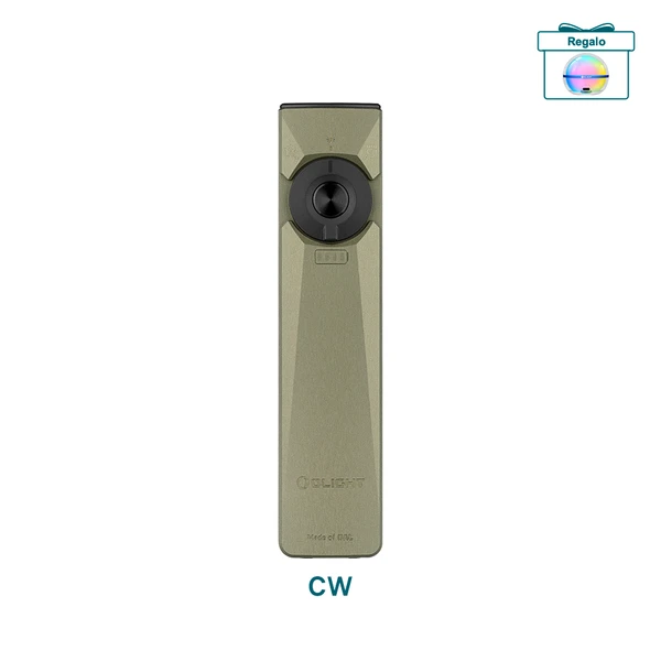 Linterna plana Olight Arkfeld Ultra verde oliva con luz blanca fría, láser verde y UV para uso táctico y diario EDC