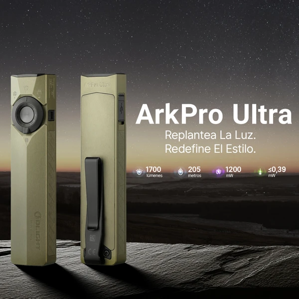 ArkPro Linterna EDC de unibody plana de 4 luces ultrarresistente