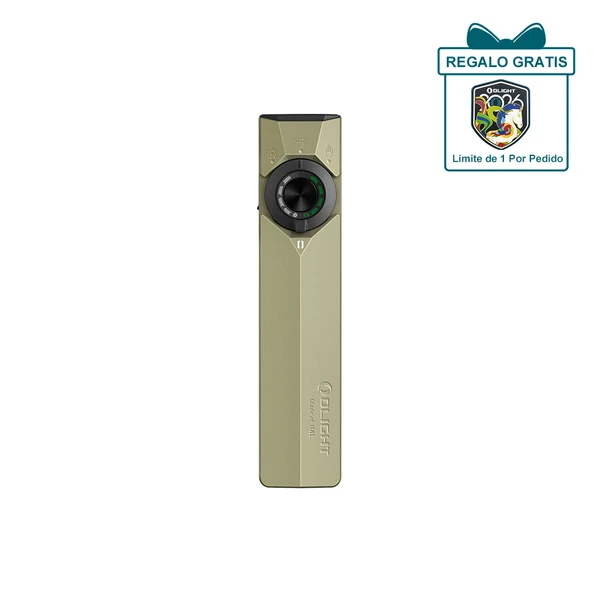 Olight ArkPro Ultra linterna verde vista frontal con dial de control giratorio para exteriores y camping