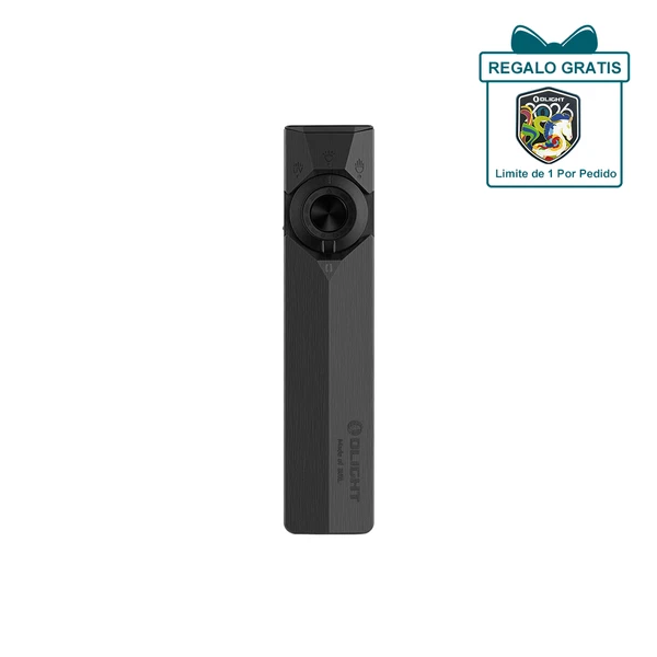 Olight ArkPro Ultra negro, vista frontal, luz UV para uso en exteriores o inspección.