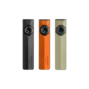 Linternas planas Olight ArkPro en negro, naranja y verde militar con selector central para uso diario y camping