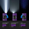 Linterna táctica con modos de luz convergente, inundación de 1500 lúmenes y luz UV de 1200 mW.