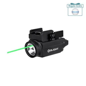 Linterna táctica Olight con láser verde para armas y regalo gratis de mini luz nocturna esférica