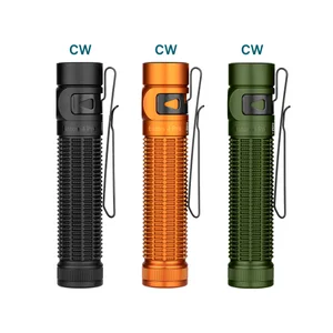Olight Baton Ultra linterna táctica negra con botón teal para uso diario y al aire libre