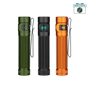 Olight Baton Ultra linterna negra con botón de encendido y textura antideslizante para exteriores y uso diario