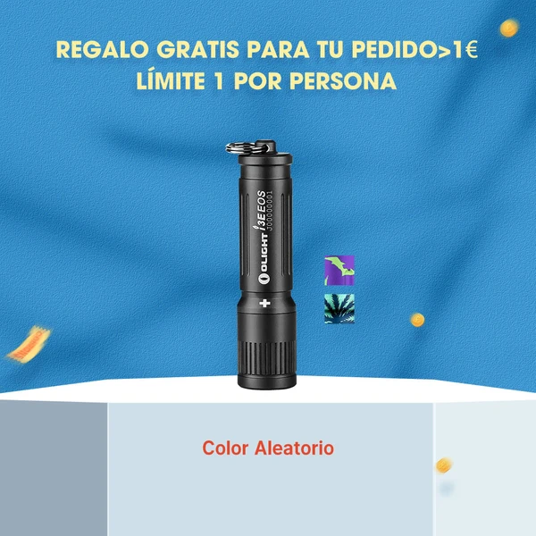 Regalo gratis: linterna Olight I3E EOS con color aleatorio en un pedido superior a 1€, límite 1 por persona.