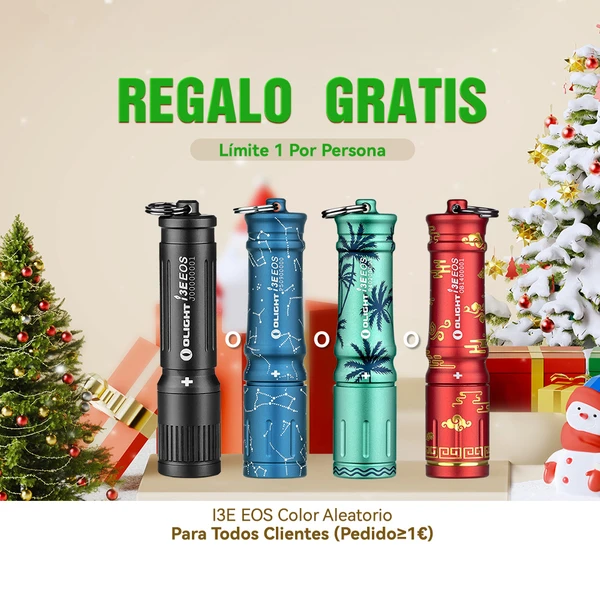Olight i3E EOS, mini linternas de llavero de colores aleatorios, regalo gratis navideño.