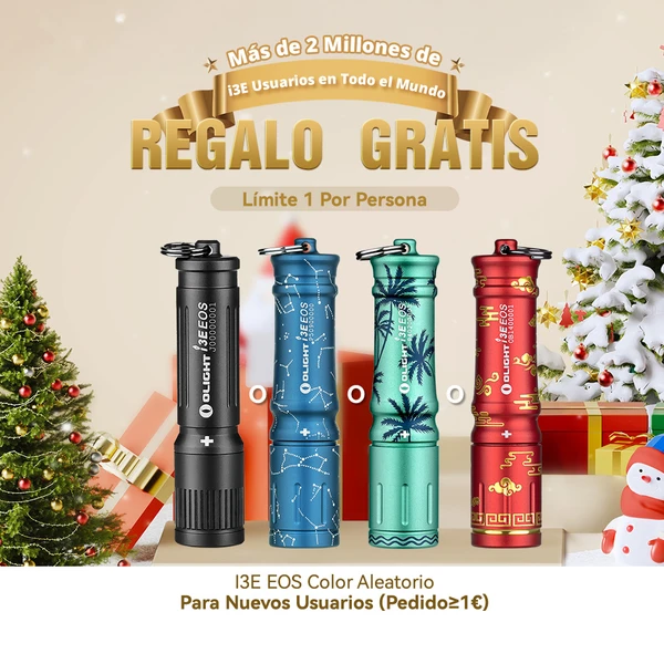 Linternas LED Olight i3E EOS de colores variados como regalo gratis para nuevos usuarios