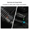 Opciones de carga doble: linterna recargable USB-C y MCC con luz indicadora, carga flexible y eficiente.