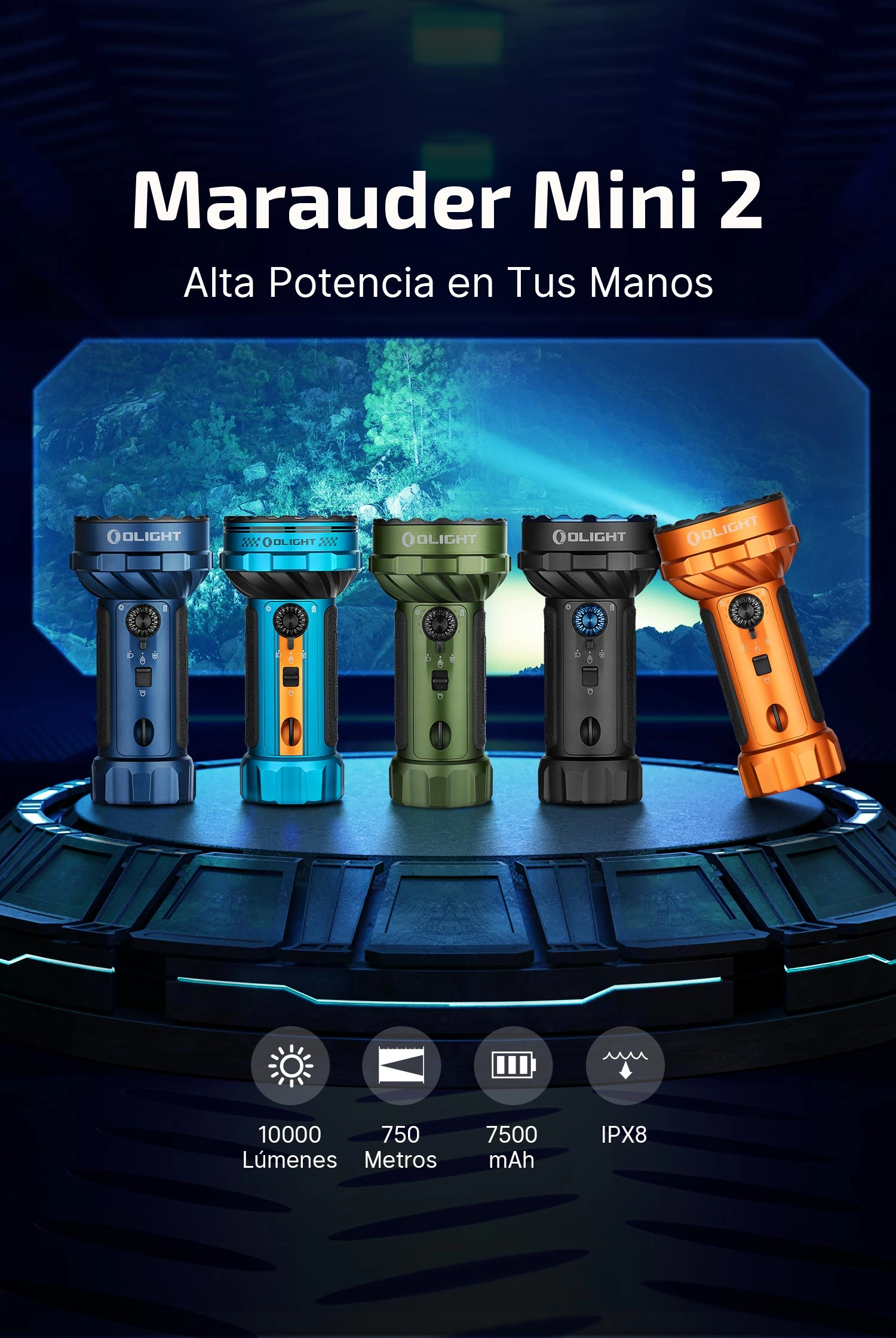 Marauder Mini 2 Linterna LED Potente 10000 lm Foco Luz Roja USB C