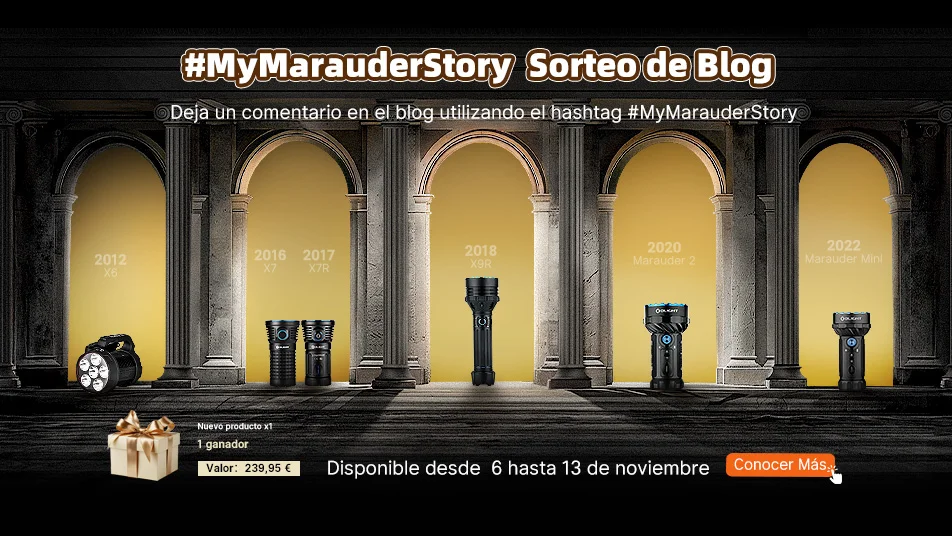 Cronología de linternas Olight: modelos desde X6 (2012) hasta Marauder Mini (2022)