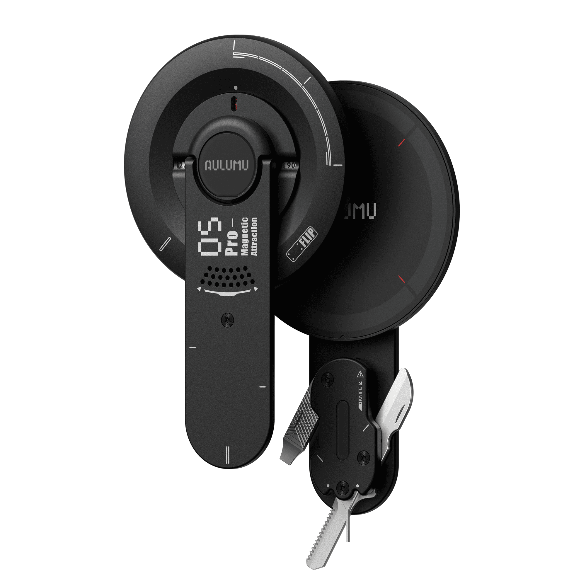 Soporte magnético para teléfono Aulumu G05 Pro negro con multiherramienta plegable integrada