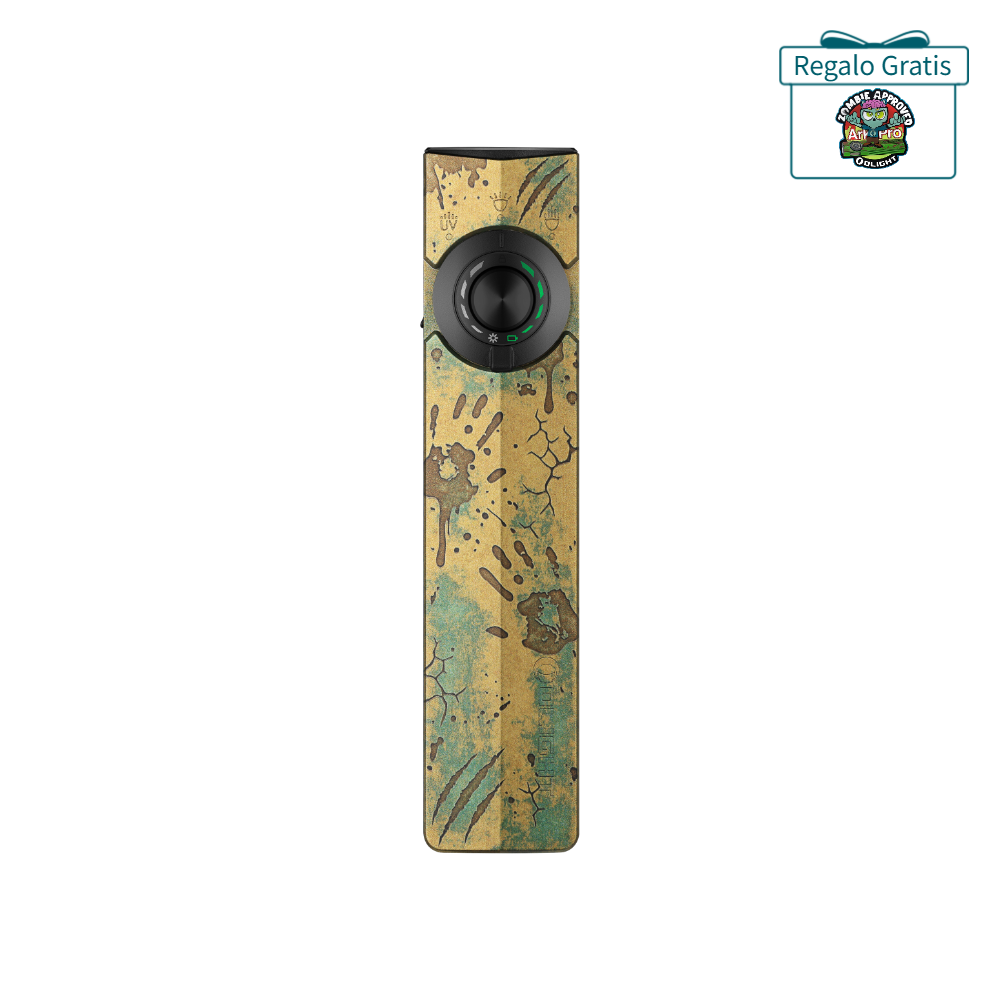 Linterna Olight ArkPro diseño Zombie verde y bronce con luz UV y láser para emergencias y uso diario