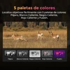 Cazando con 5 paletas de colores: Pájaro, Blanco Caliente, Negro Caliente, Rojo Caliente y Fusión.