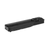 Linterna de bolsillo plana Olight negra con selector giratorio y cuerpo texturizado sobre fondo negro.