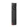 Linterna táctica plana Olight Arkfeld Pro negra con luces indicadoras LED verdes sobre fondo oscuro