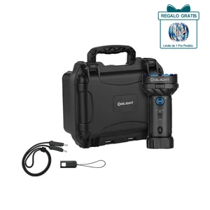 Linterna Olight Marauder Mini 2 de lado con bisel dentado y empuñadura texturizada para iluminación exterior y de emergencia