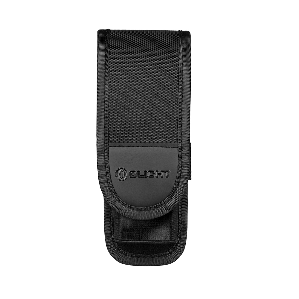 Funda negra de nylon Olight. Estuche protector para linterna.