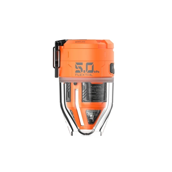 Mini bomba de aire portátil Flextail naranja y transparente para camping y colchonetas inflables