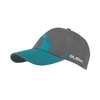 Gorra de béisbol Olight gris/verde azulado con logotipo, visera curvada y correa ajustable.