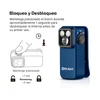 Olight OCLIP PRO azul vista lateral con instrucciones de bloqueo para su primer uso y seguridad.