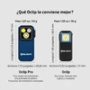 Olight azul Oclip Pro vista frontal con tres modos de iluminación y funciones avanzadas para versatilidad.