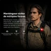 Olight Oclip Pro S azul y rojo en mochila para visibilidad y seguridad nocturna.