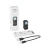 Linterna Olight Oclip con caja, manual de usuario y cable de carga, luz LED portátil, clip versátil.