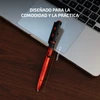Bolígrafo Olight Open 3 rojo y negro de 6.1 pulgadas sobre portátil, ideal para oficina y uso diario práctico