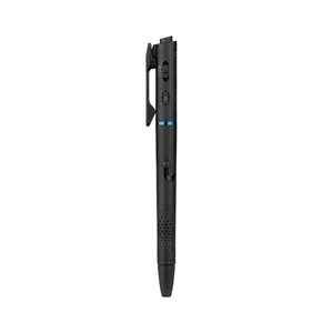 Olight Open 3 negro vista lateral con funciones de luz, láser y bolígrafo táctico para uso diario y presentaciones