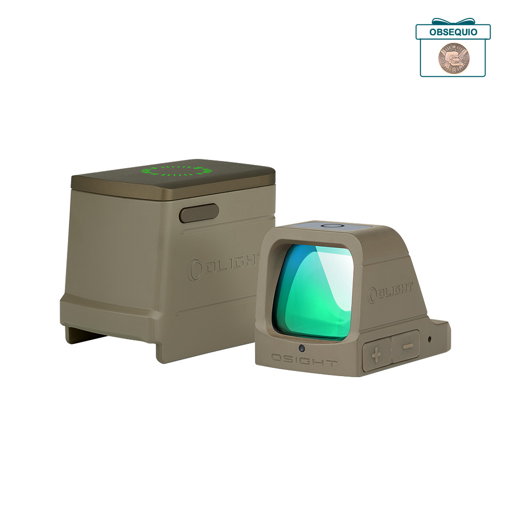 Mira punto verde Olight Osight con estuche de carga magnética color arena para pistolas y tiro deportivo